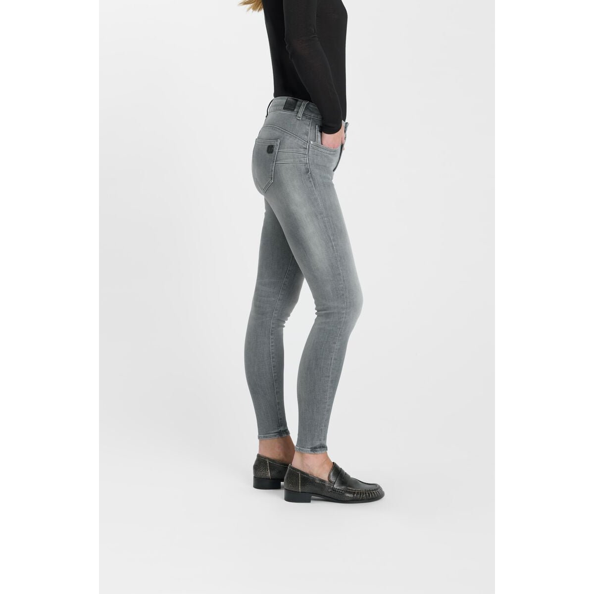 Jeans push-up slim taille haute PULP, 7/8ème grey, LE TEMPS DES CERISES
