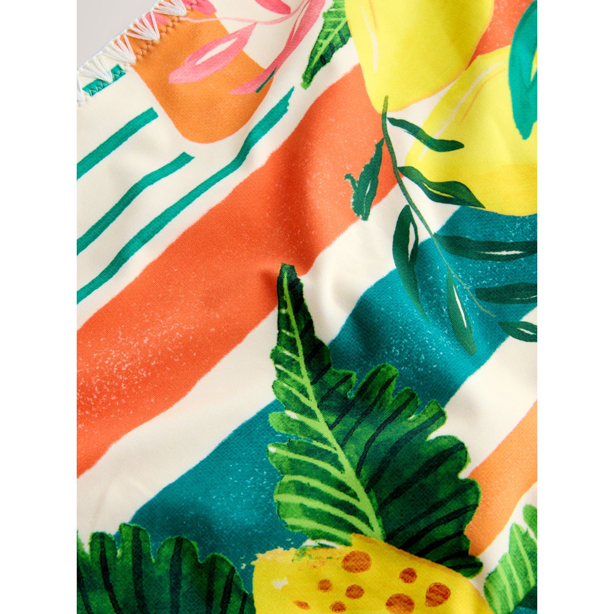 Bas de bikini échancré en point surjet rouge/vert tropical, NEXT
