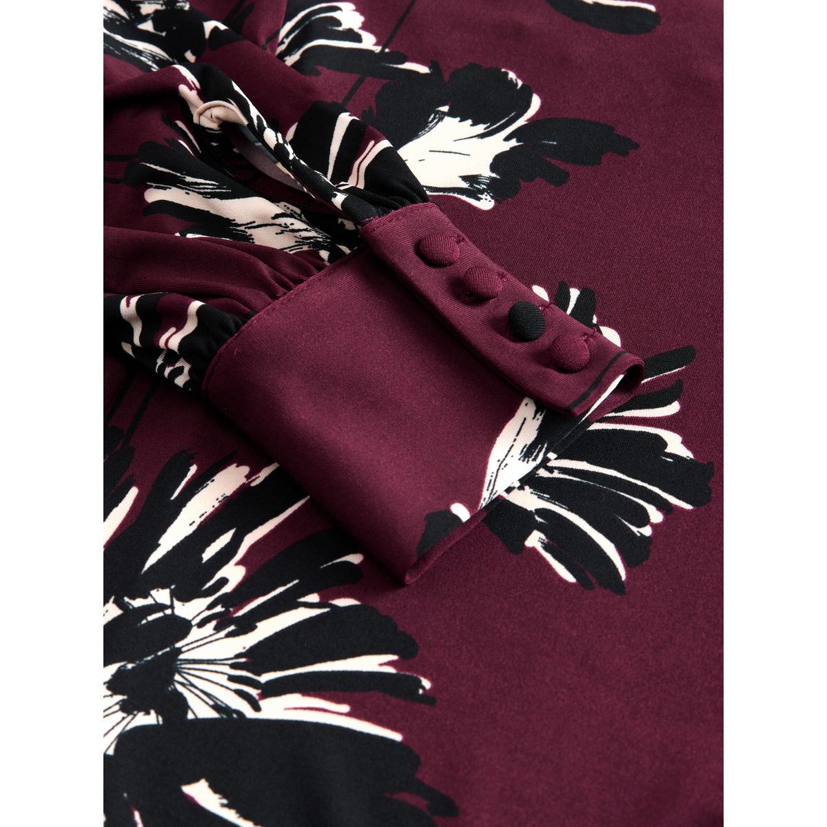 Mini robe trapèze à manches longues imprimé floral rouge bordeaux, NEXT