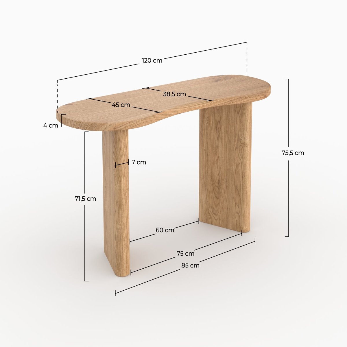 Console en bois massif de mindi - BRANDAN marron clair, MAISON PAVANE