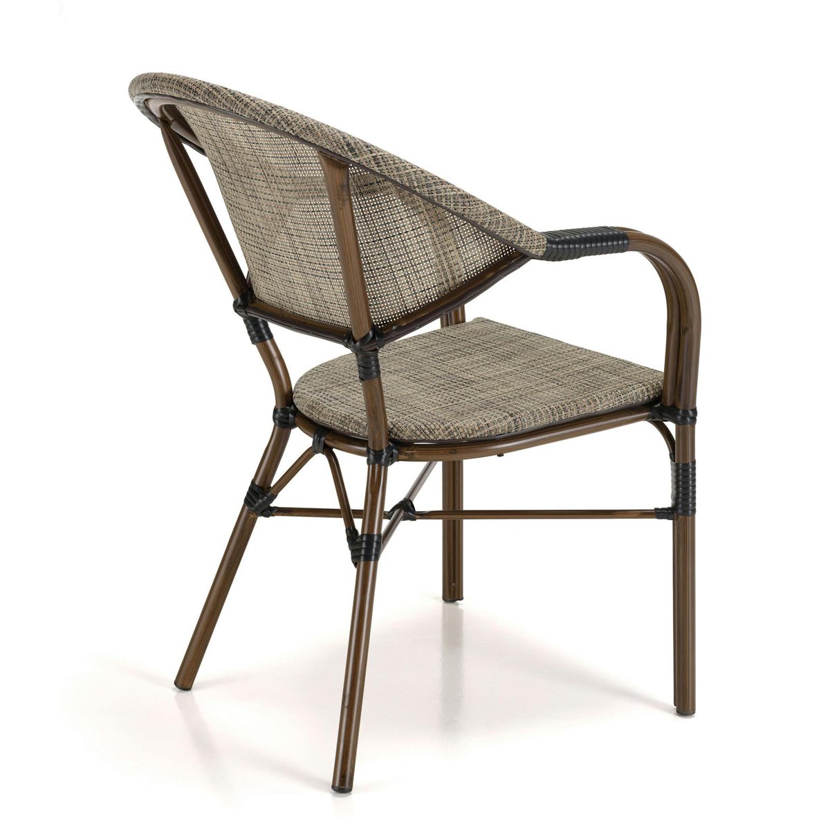 Fauteuil de jardin bistrot acier et tissu taupe (lot de 2) GIJON taupe, PIER IMPORT