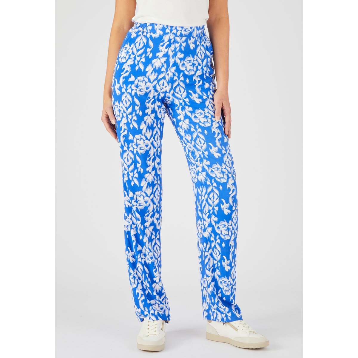 Pantalon fibres pure viscose Lenzing(TM) bleu graphique, DAMART