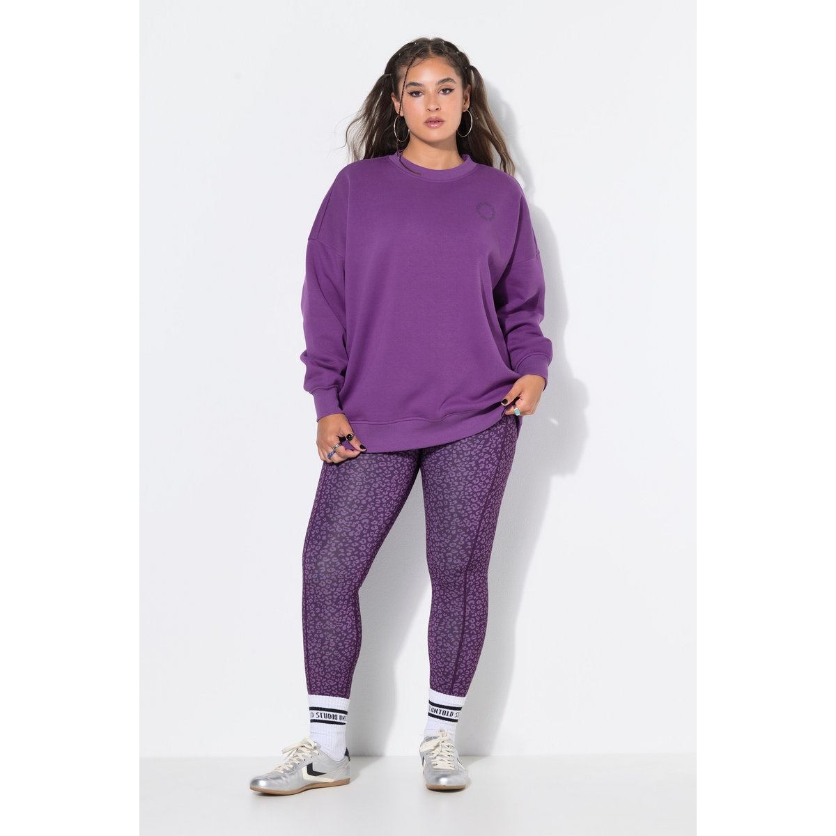 Sweat-shirt oversize, imprimé au dos aubergine, STUDIO UNTOLD