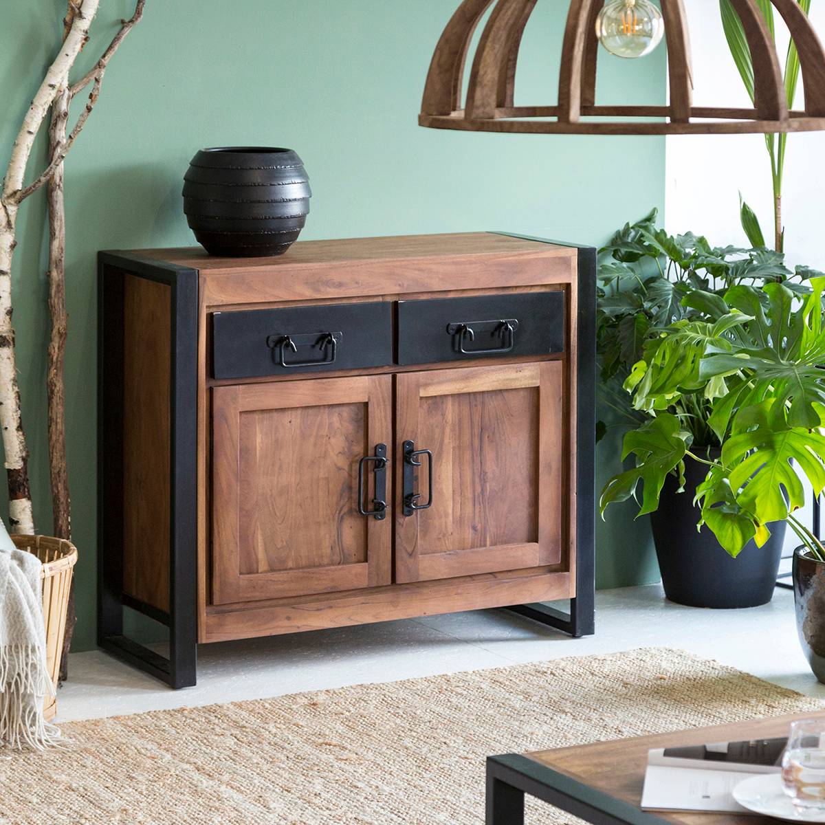Buffet en bois d'acacia et métal HAVANA bois foncé, MADE IN MEUBLES