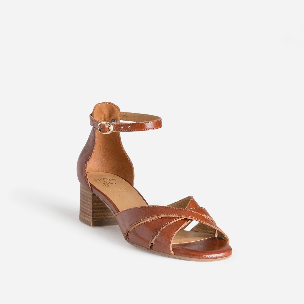Sandale À Talon en cuir TAMICA cognac, ERAM