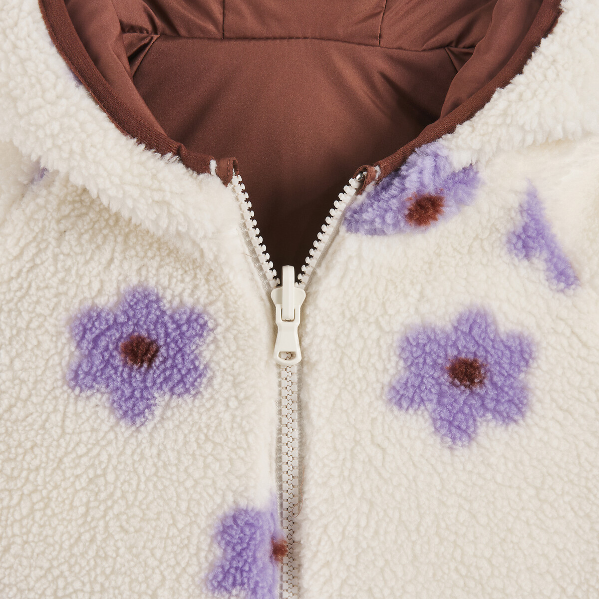 Doudoune chaude à capuche réversible marron/écru, LA REDOUTE COLLECTIONS