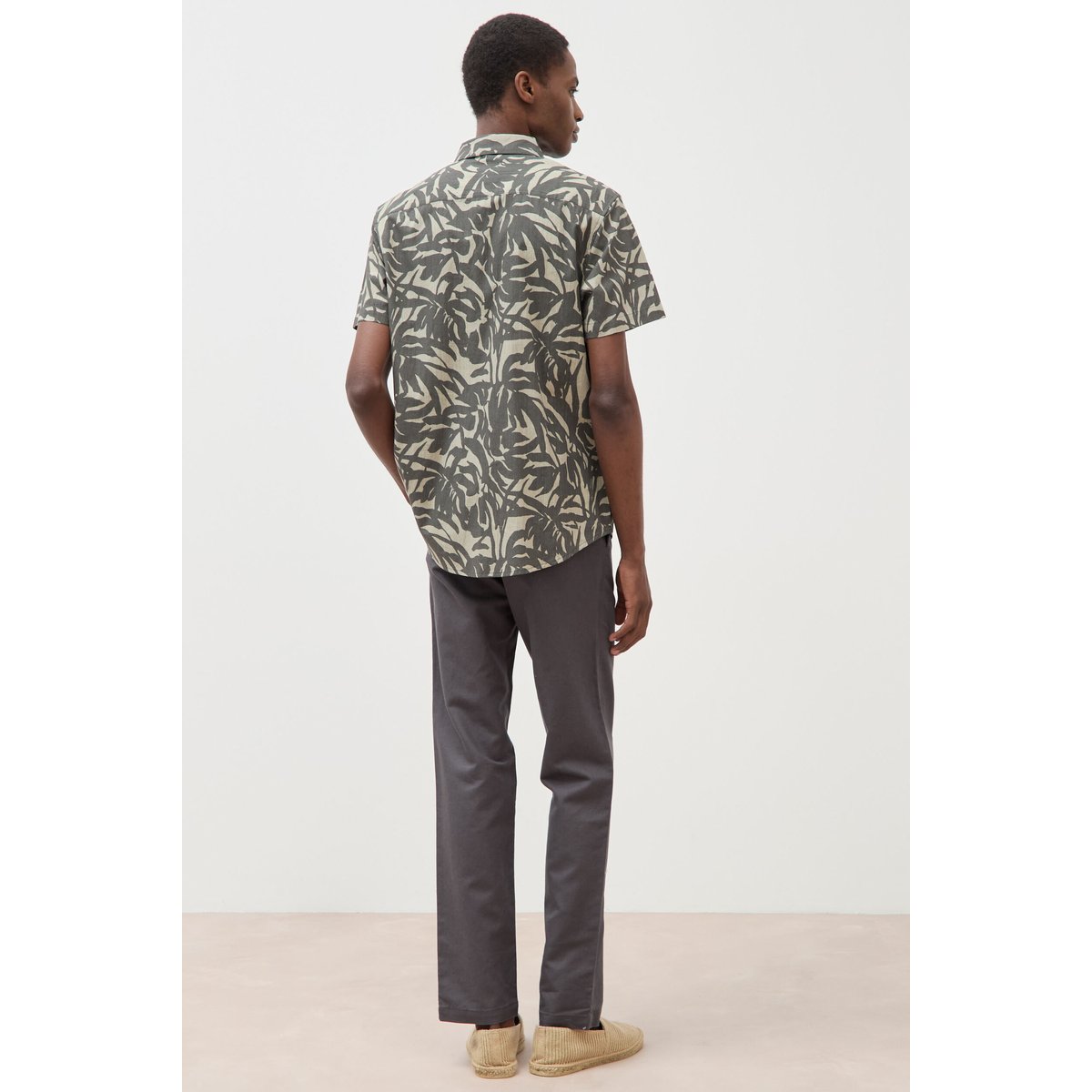 Chemise manches courtes vert kaki fonce, BONOBO