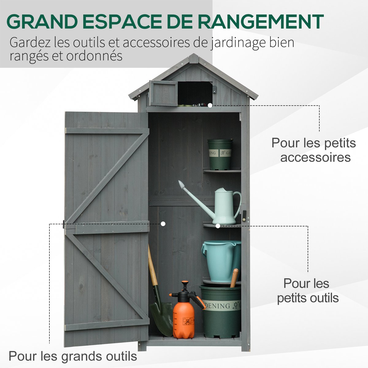 Abri de jardin Bois Bleu clair gris, OUTSUNNY