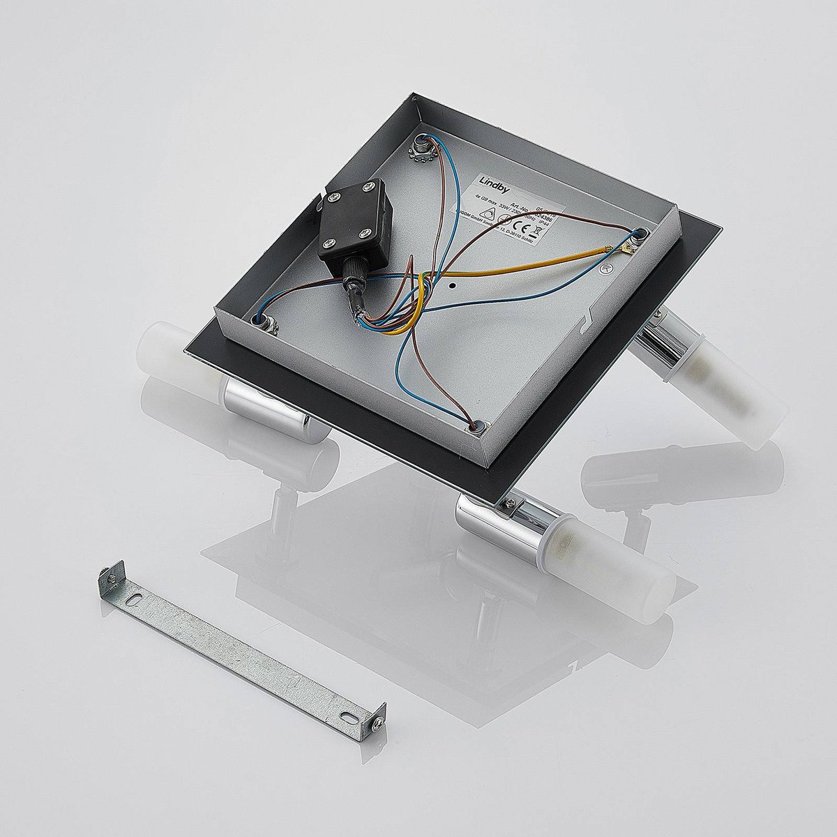 Plafonnier en métal moderne, Zela chrome, blanc, LINDBY