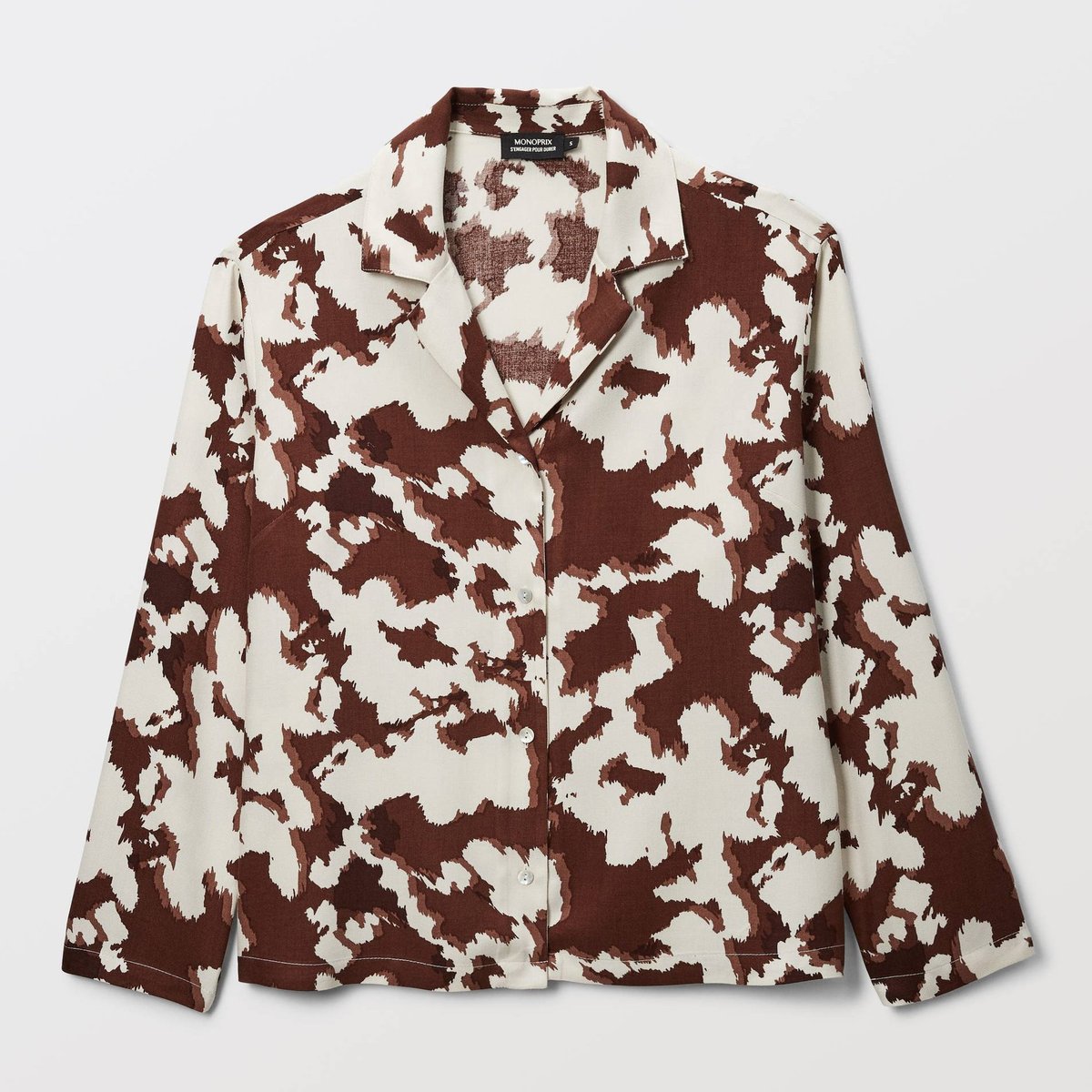 Chemise à manches longues imprimée vache en viscose bison, MONOPRIX
