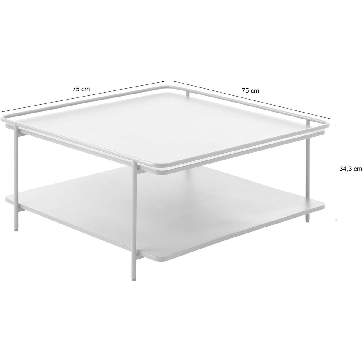 Table basse carrée en métal avec plateau bois foncé, RECOLLECTION