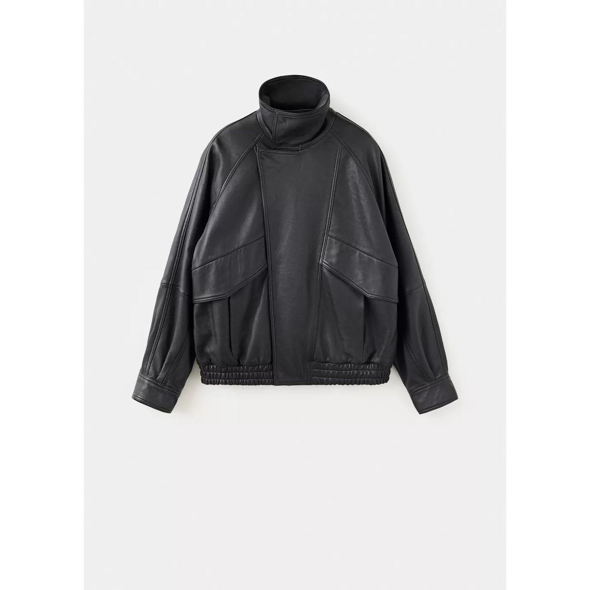 Veste oversize cuir poches chocolat, MANGO