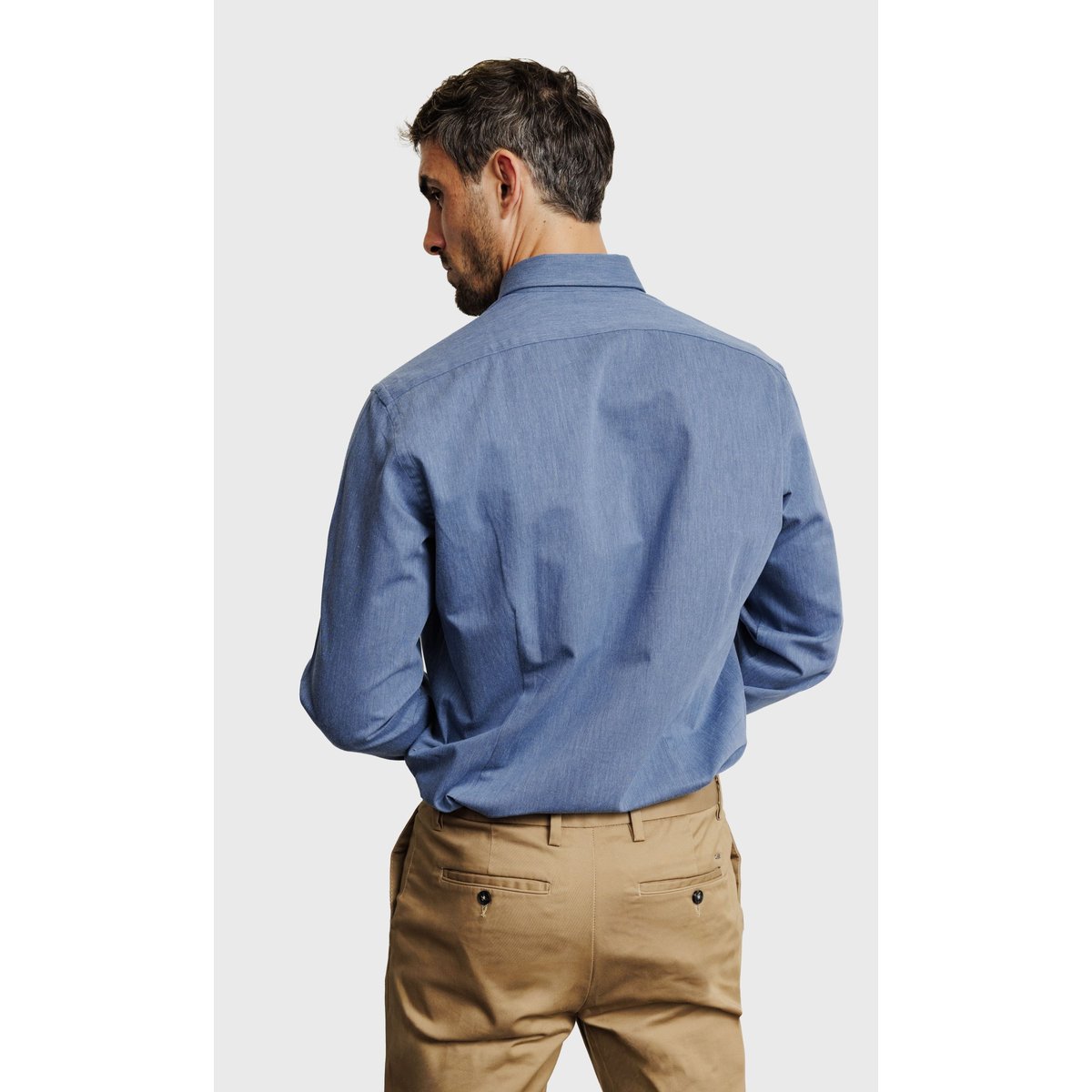 Chemise Regular fit unie effet denim bleu ciel, ACROSS