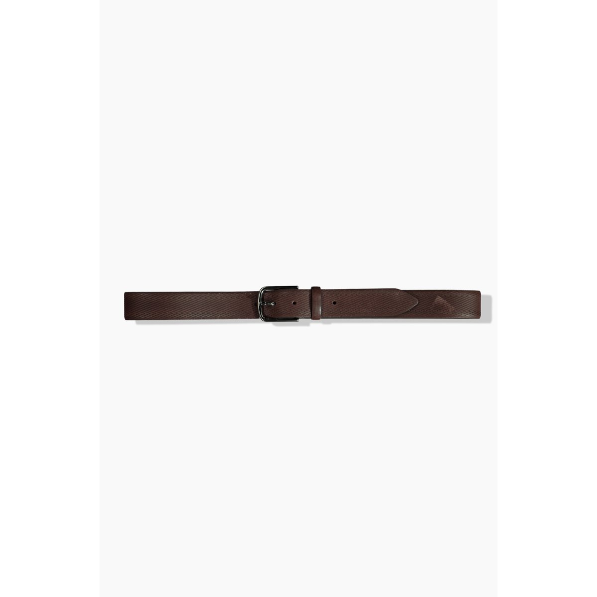 Ceinture en cuir, motif chevrons acajou, ULLA POPKEN