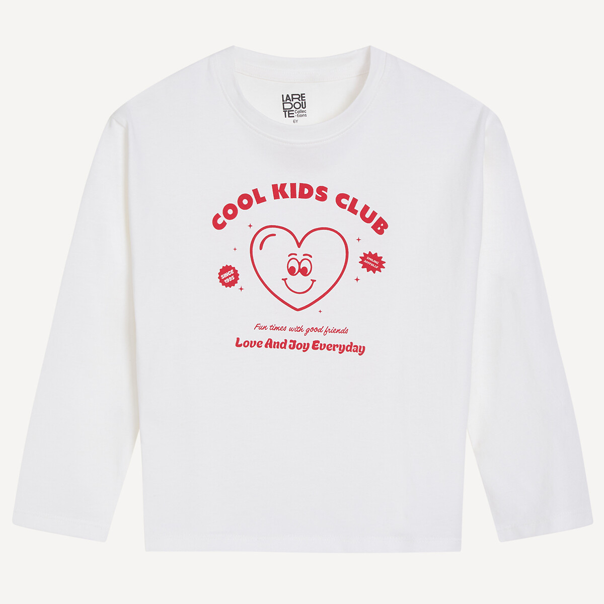 Heart/Slogan Print Long Sleeve Crew Neck T-Shirt ecru , LA REDOUTE COLLECTIONS