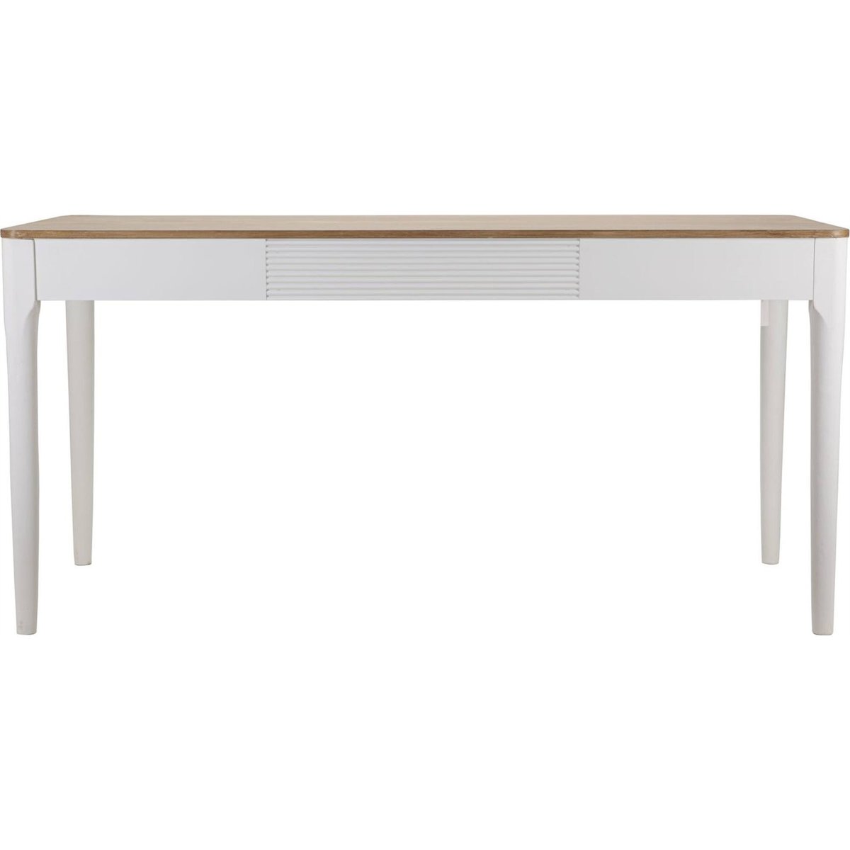 Table à manger en frêne piètement en fer BOHO blanc et bois clair, RECOLLECTION