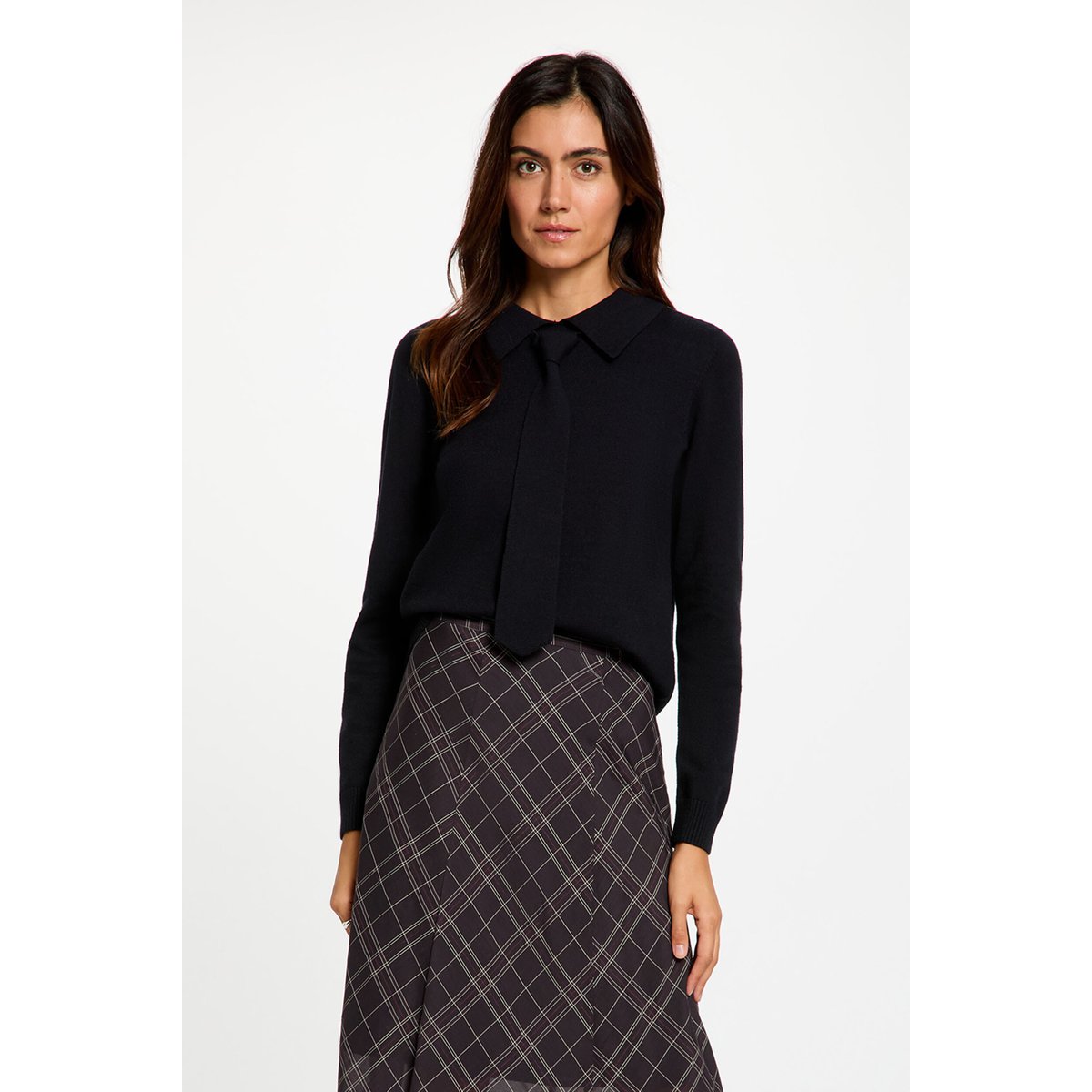 Jupe midi taille haute multicolore, MORGAN