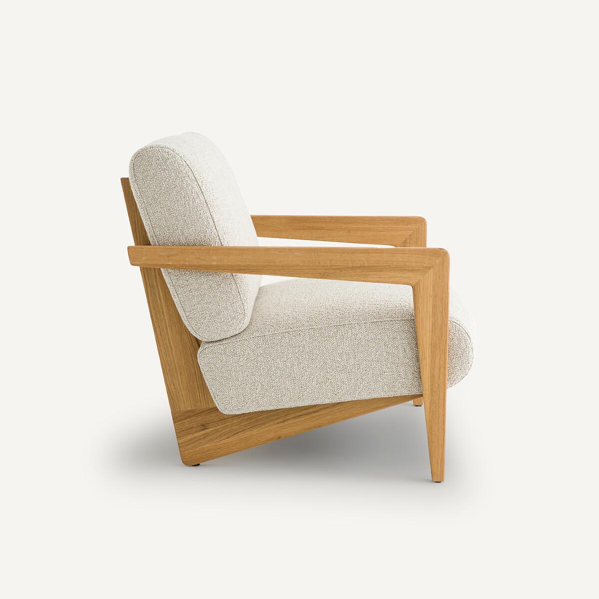 Fauteuil chêne massif et bouclette, Izag grège, AM.PM