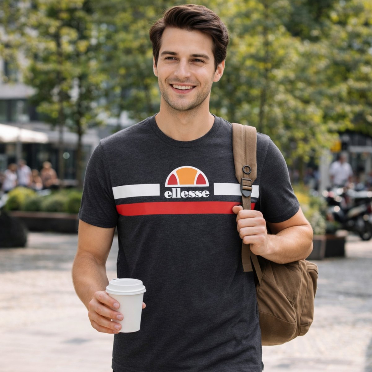 T-shirt manches courtes à bandes contrastées DAILY anthracite, ELLESSE