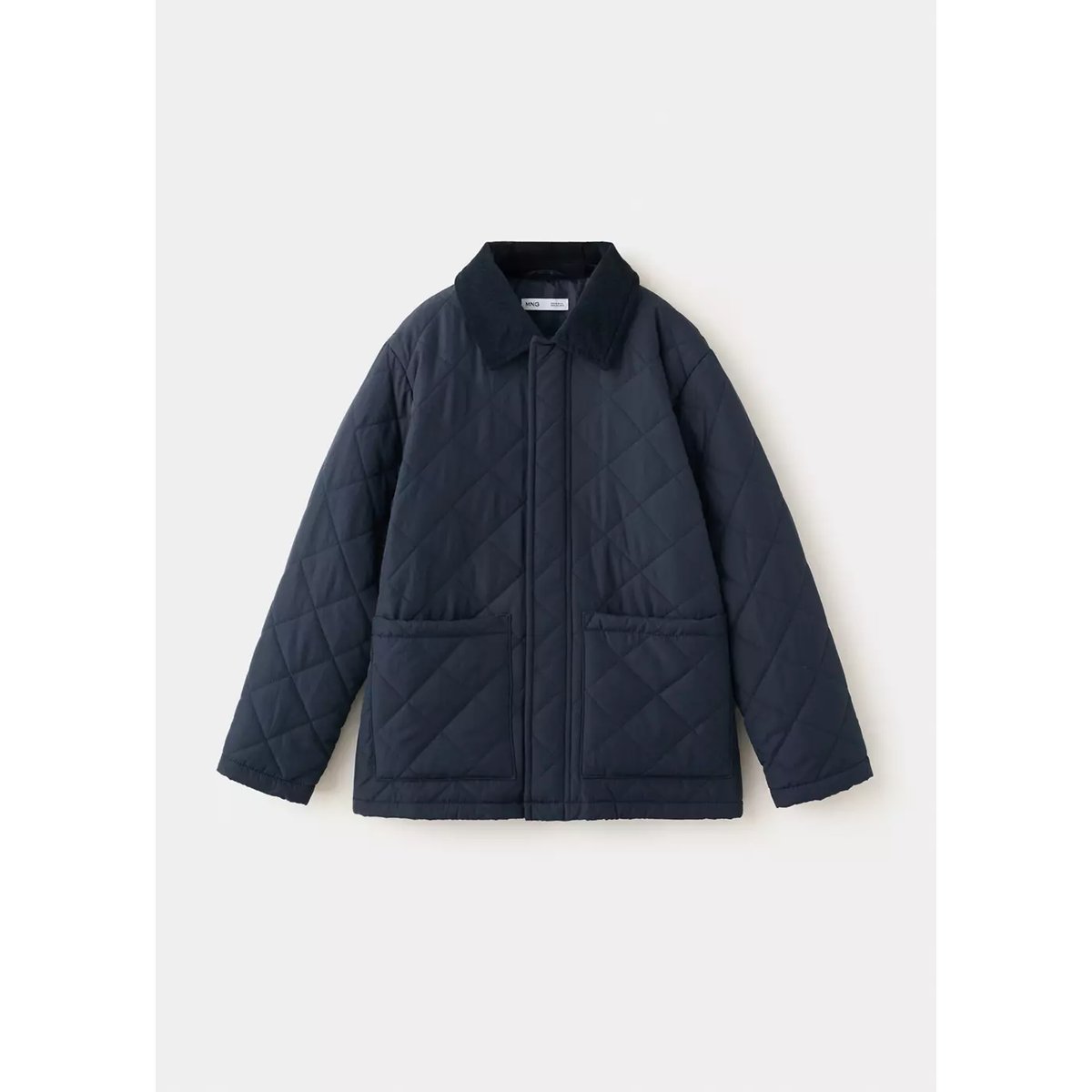 Quilted jacket with corduroy collar bleu marine, MANGO KIDS
