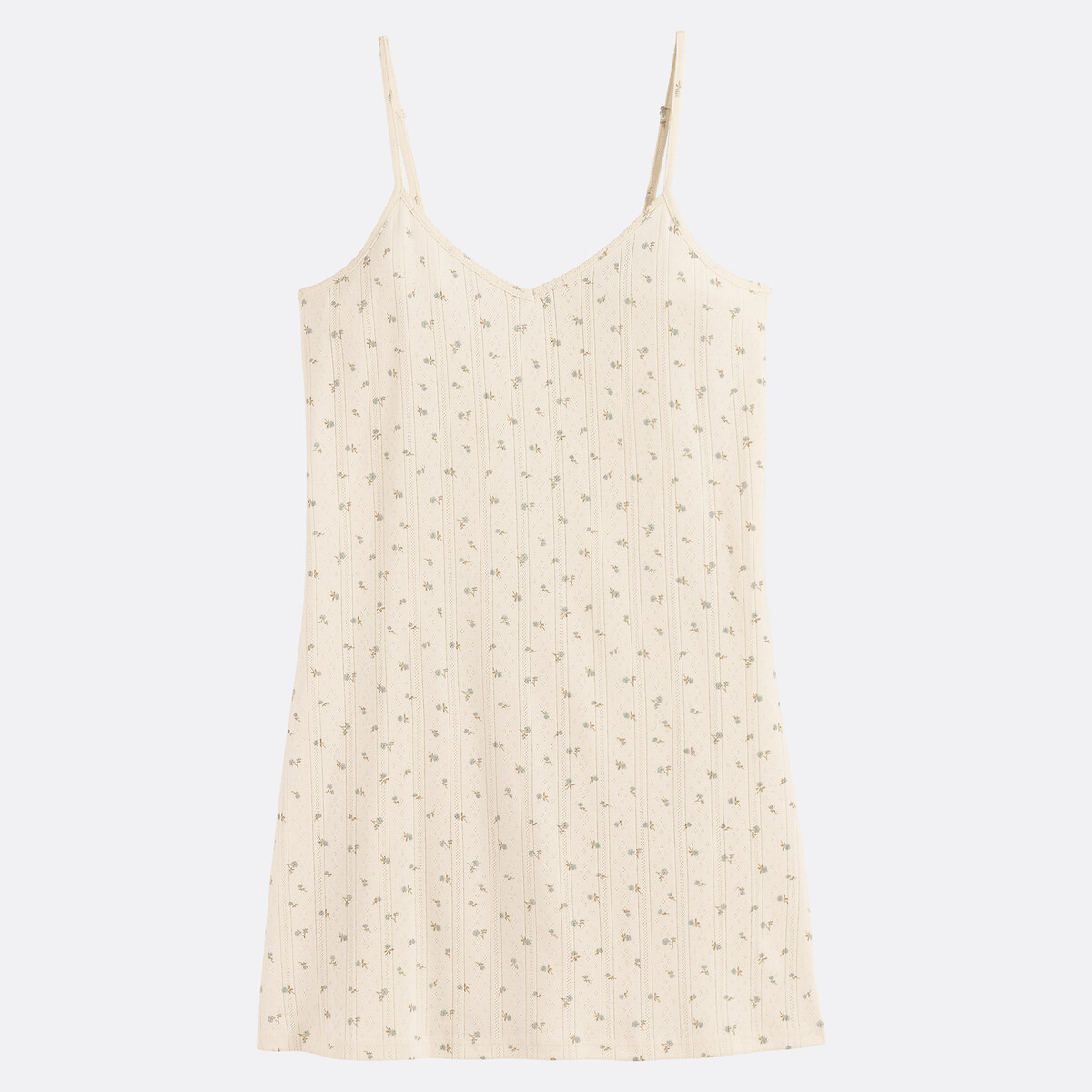 Cotton Pointelle Knit Nightie ivory print, LA REDOUTE COLLECTIONS