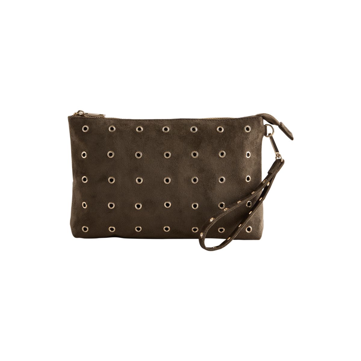 Pochette en suédine à œillets marron chocolat, NEXT