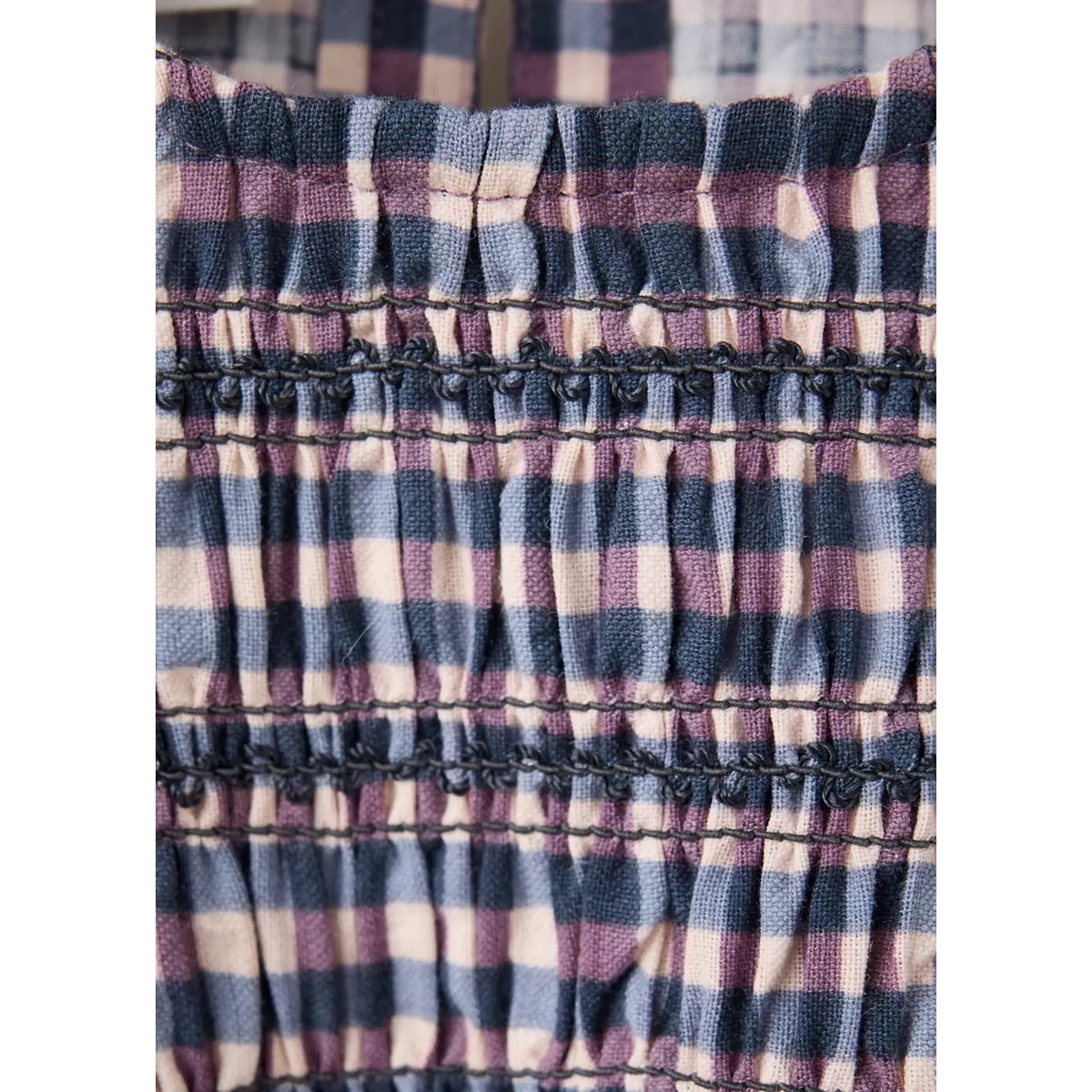 Blouse vichy froncée violet, MANGO BABY