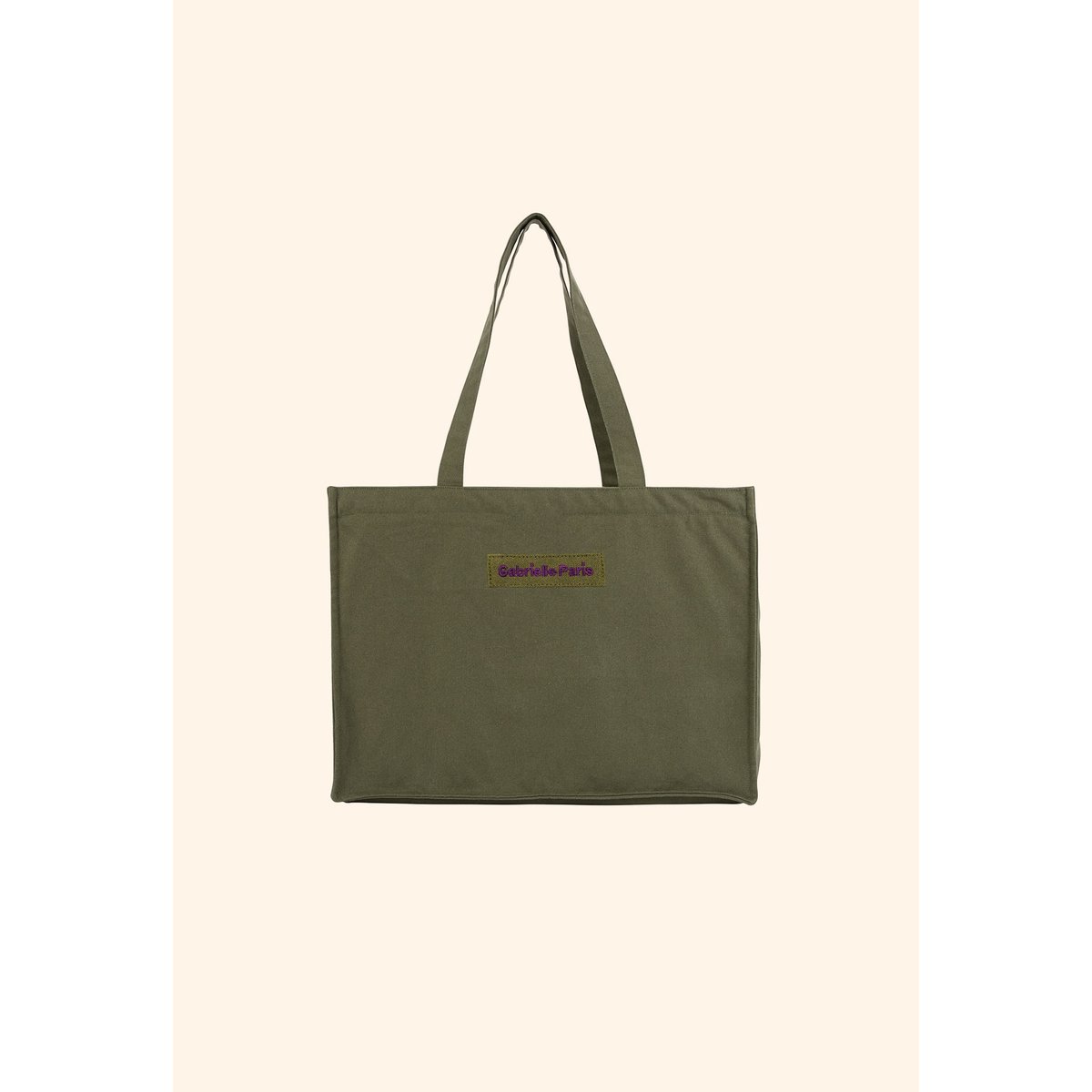 Sac 24h en coton, RAYURES kaki, GABRIELLE PARIS