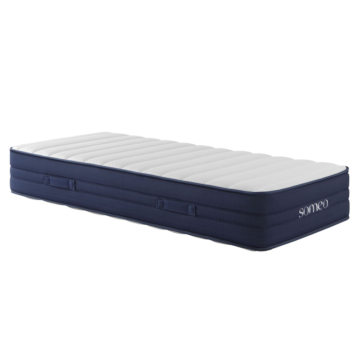 Ensemble matelas ressorts, latex et mémoire de forme, sommier, pieds, couette et oreiller Rêve 700 blanc, SOMEO