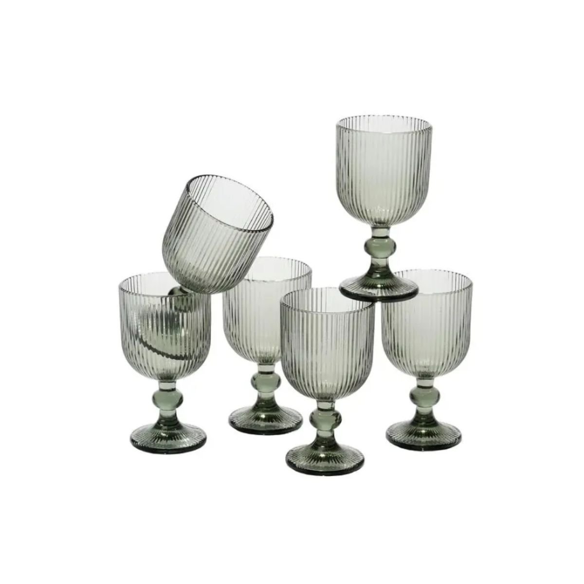 Lot De 6 Verre À Vin Cannelé MERLOT gris, MICA DECORATIONS