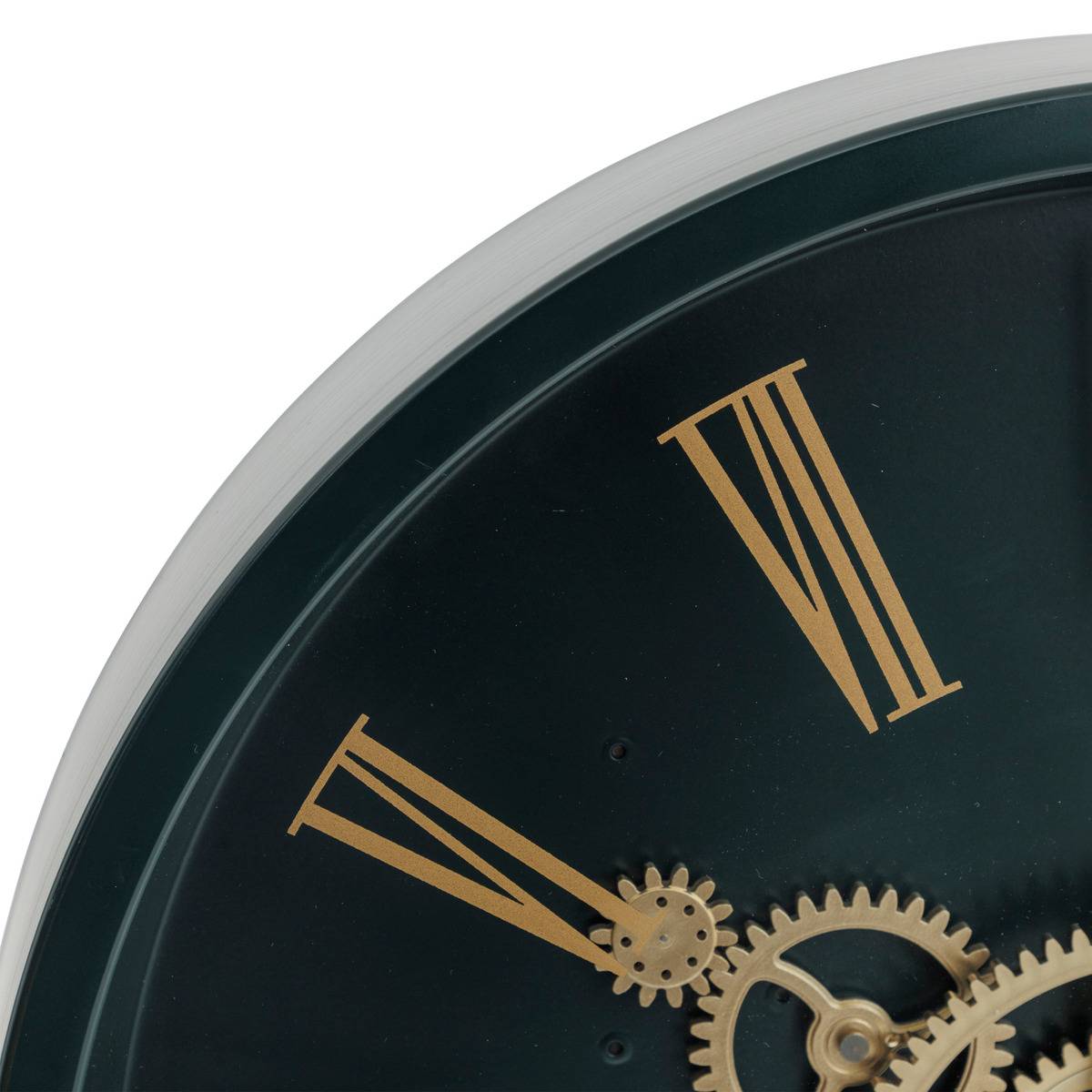 Horloge murale métal design ancien rouages mobiles ARACELY vert, ATMOSPHERA