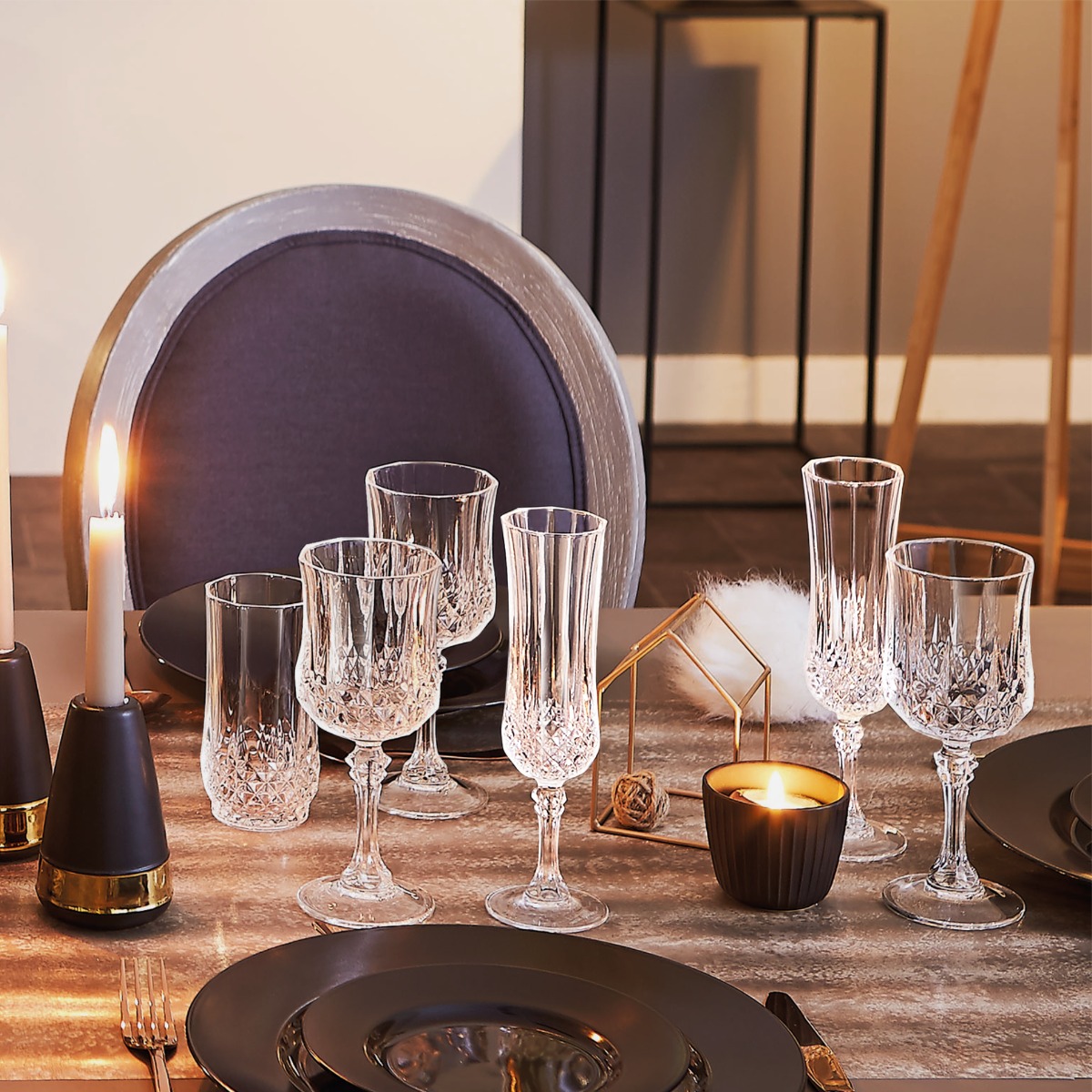 Lot De 6 Flûtes À Champagne 14cl, Longchamp transparent, CRISTAL D ARQUES