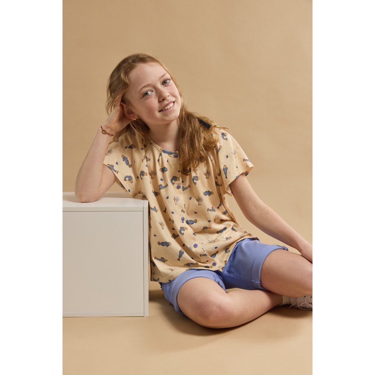Top imprimé en coton KIDS marmo imprimé, ARMOR-LUX