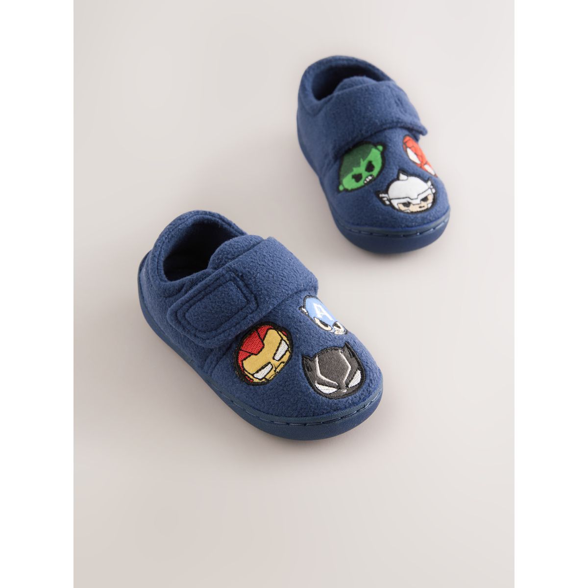 Chaussons à scratch et semelle cuvette marvel bleu marine, NEXT