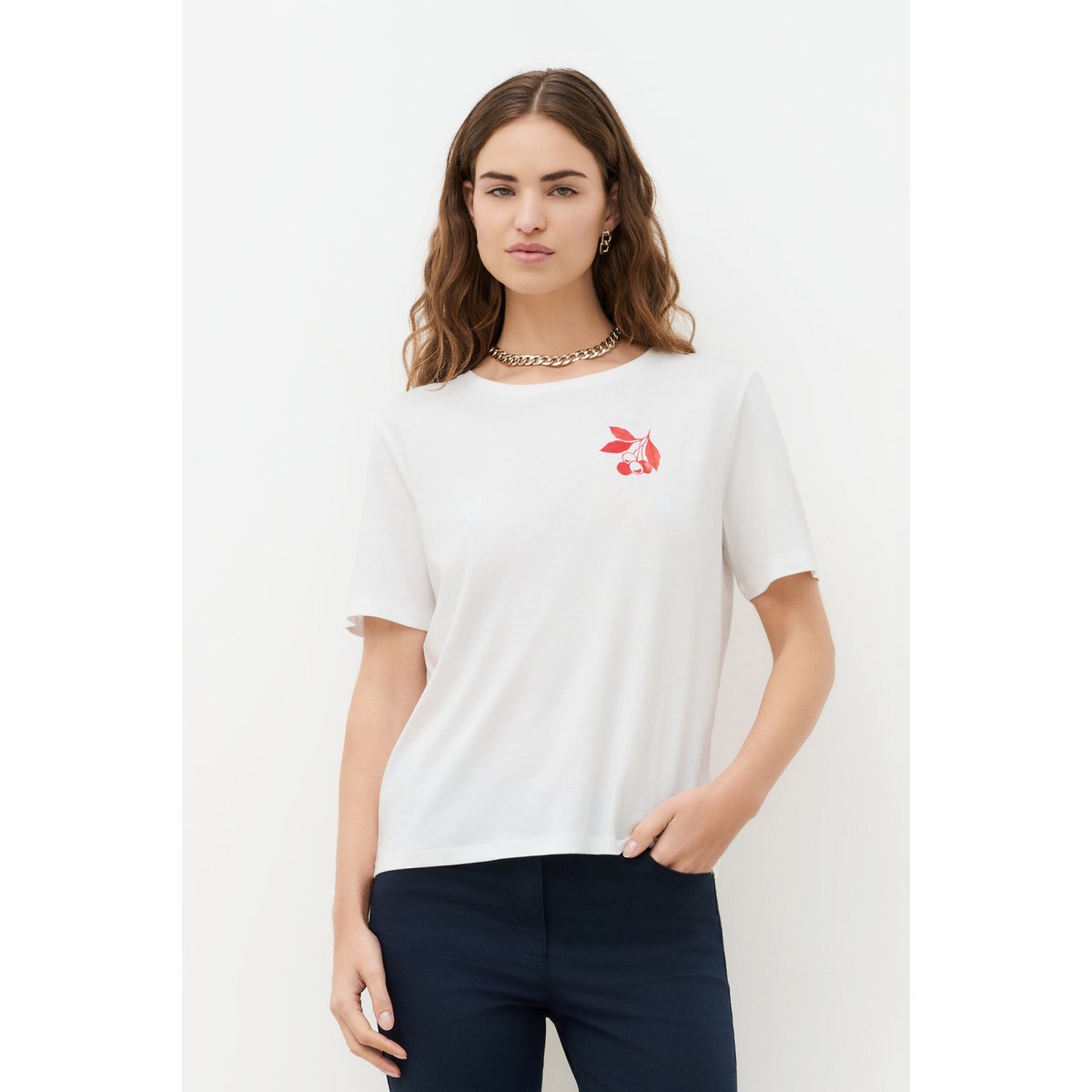 T-shirt droit col rond T-SHIRT TCERISE rouge, CAROLL