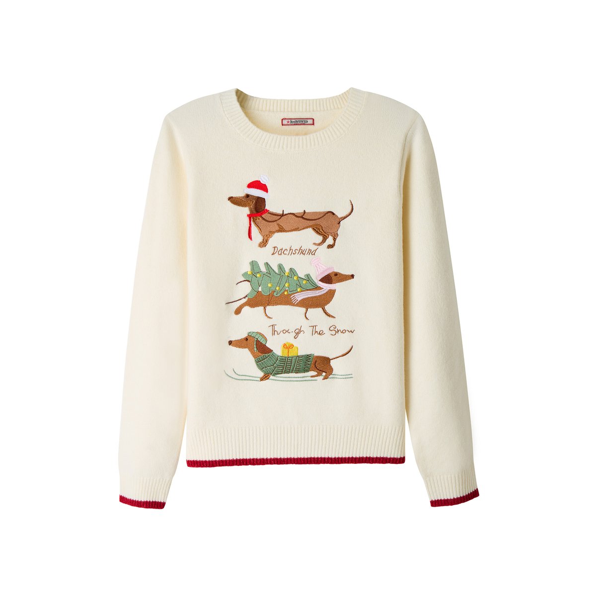 Pull Brodé Teckels Darcie beige, JOE BROWNS