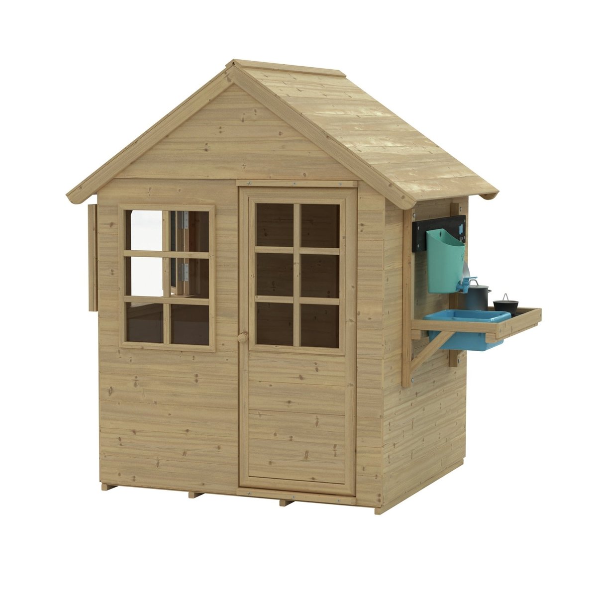 Maisonnette cabane enfant avec cuisine et volets ROMARIN marron, TP TOYS