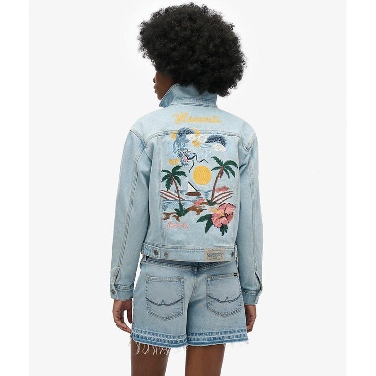 Veste en jean fantaisie denim bleu clair, SUPERDRY