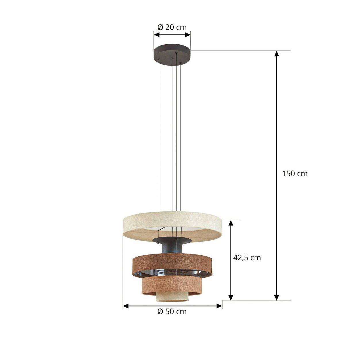 Suspension en textile moderneLED, Peldano beige, marron, LUCANDE