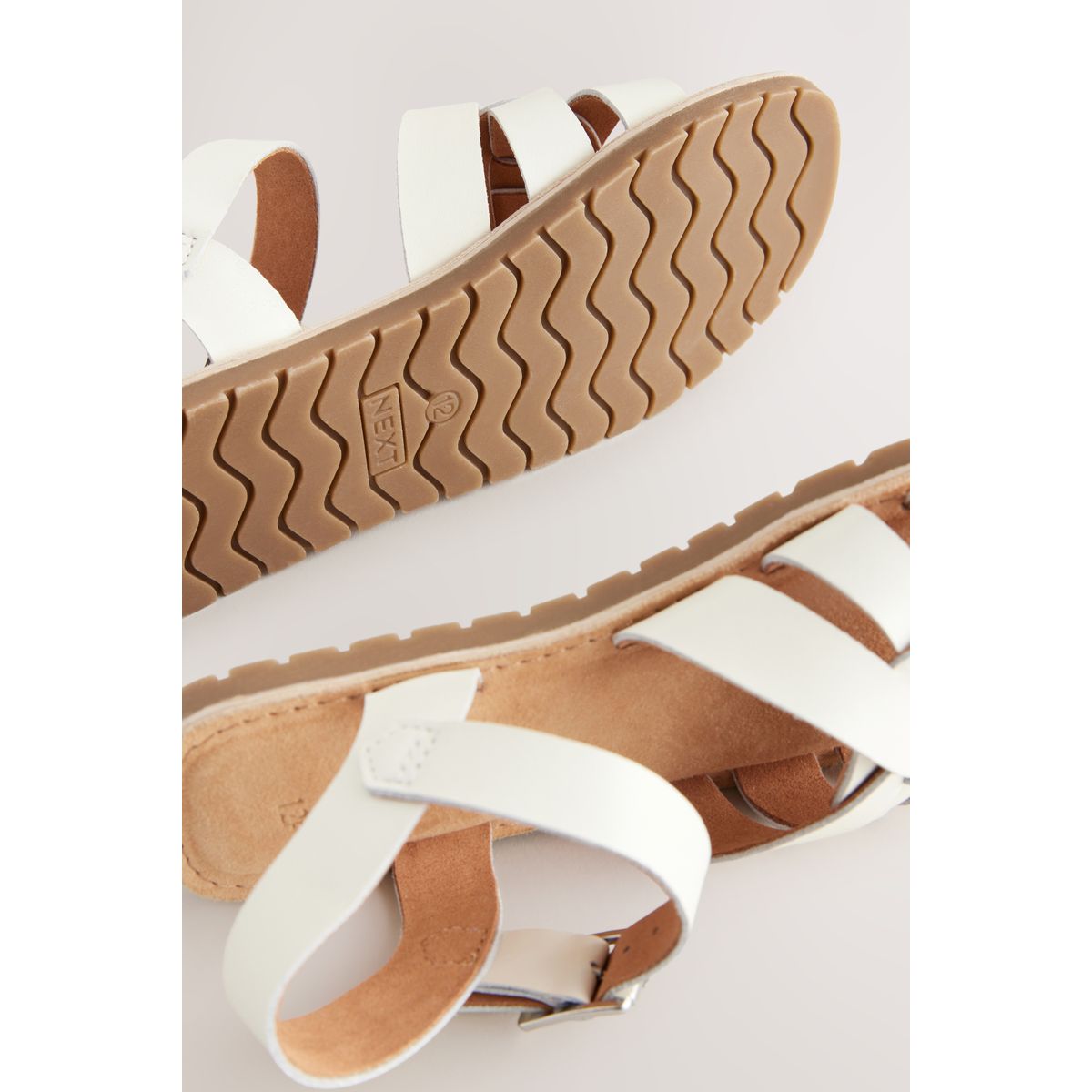 Sandales tissée en cuir blanc, NEXT