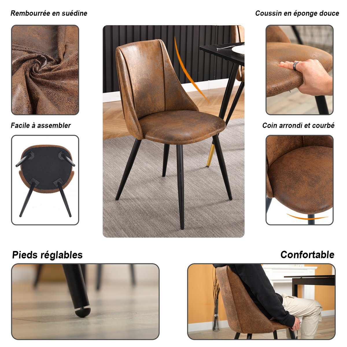 Lot de 2 chaises de salle à manger vintage, SMEG marron, MEUBLES COSY