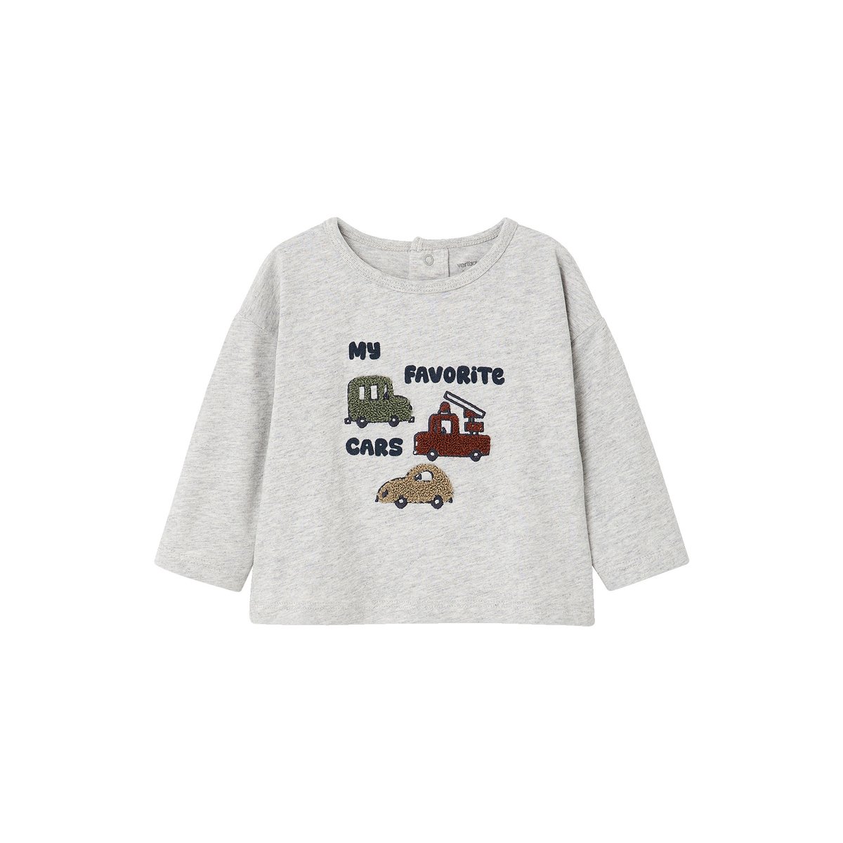 T-shirt manches longues gris chiné, VERTBAUDET