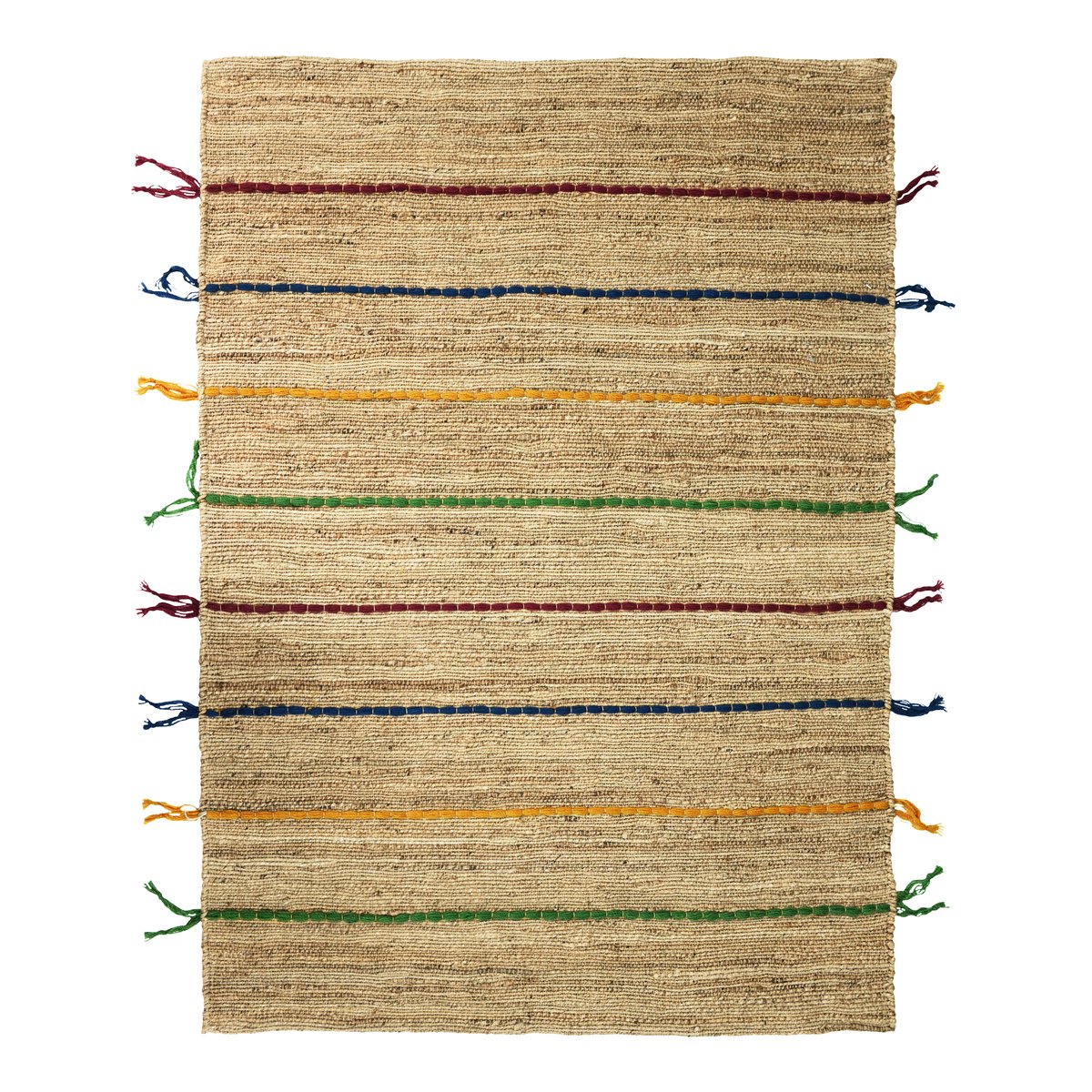 Tapis jute avec tresses en laine COLOR JUTE - style bohème multicolore, THE DECO FACTORY