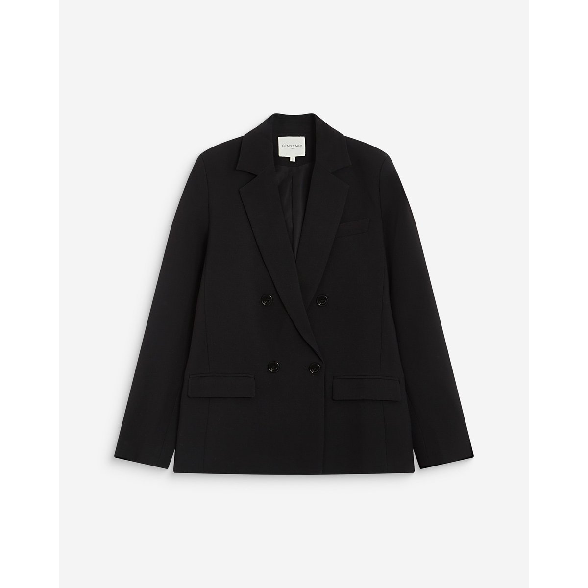 Blazer droit à boutonnage croisé blush Noix noir, GRACE AND MILA