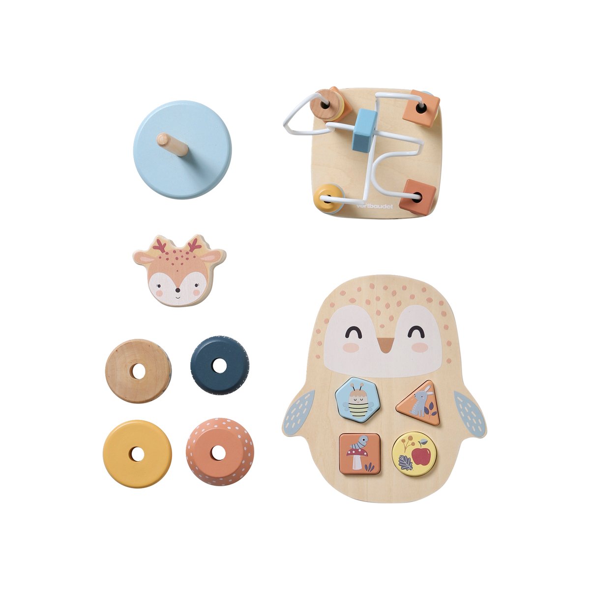 Coffret 3 jeux d'éveil FORÊT ENCHANTÉE en bois les amis de la foret, VERTBAUDET