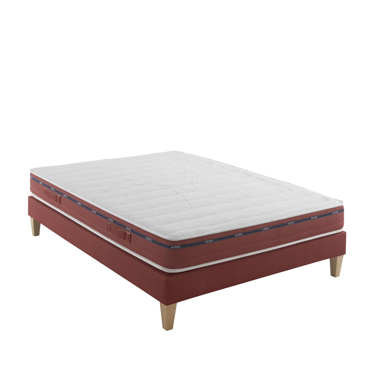 Ensemble matelas 100% latex, sommier et pieds Crépuscule 500 blanc, SOMEO