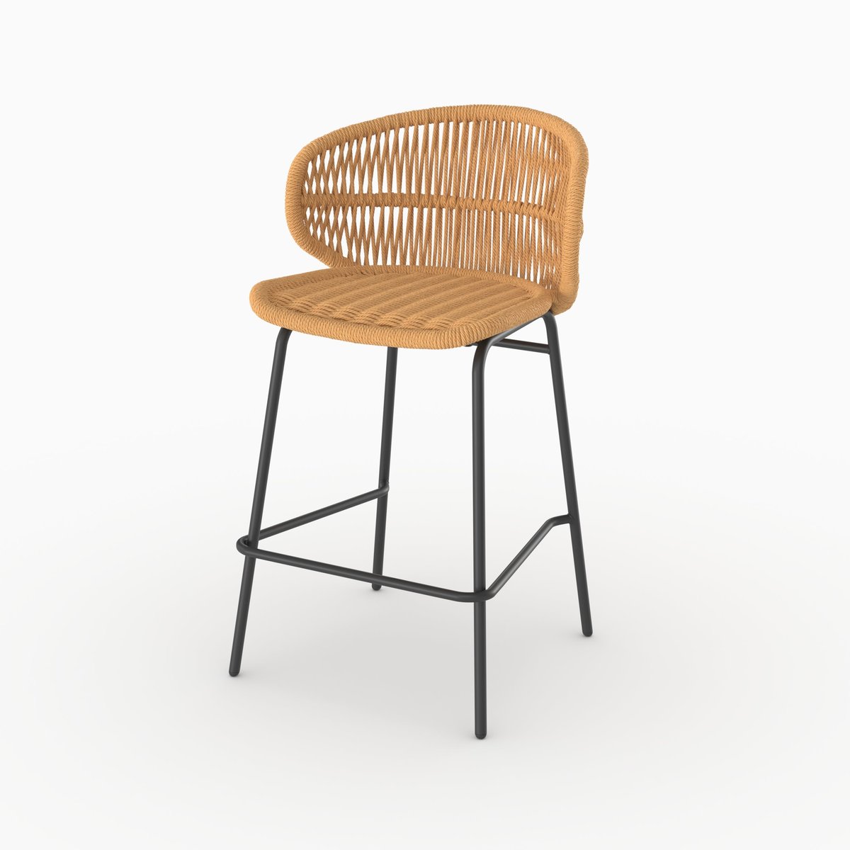 Lot de 2 chaises pour îlot central de jardin 65 cm en rotin synthétique - LARA marron clair, MAISON PAVANE