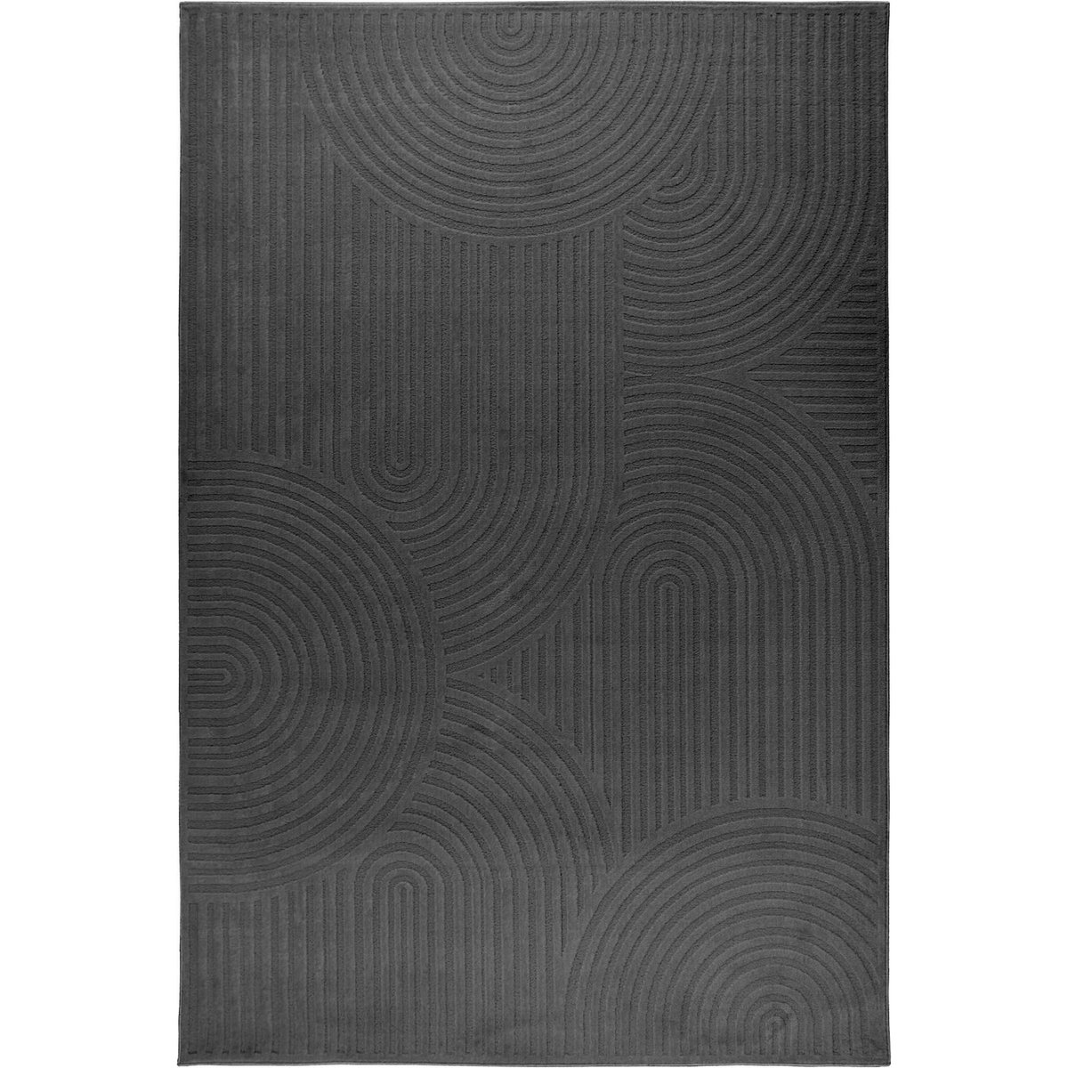 Tapis rectangulaire à relief gris anthracite foncé moderne, ARTE ESPINA