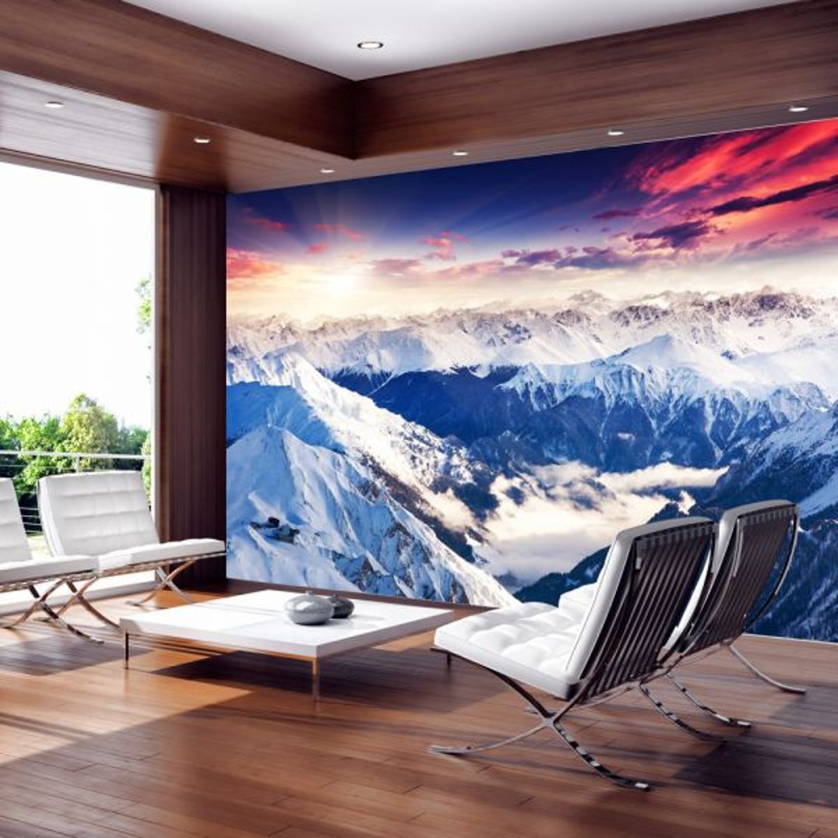 Papier peint intissé panoramique Paysage Magnificent Alps bleu, EDEN