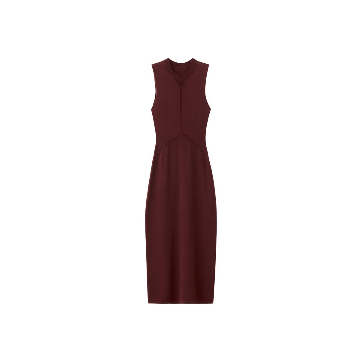 Robe midi maille lie de vin, MANGO